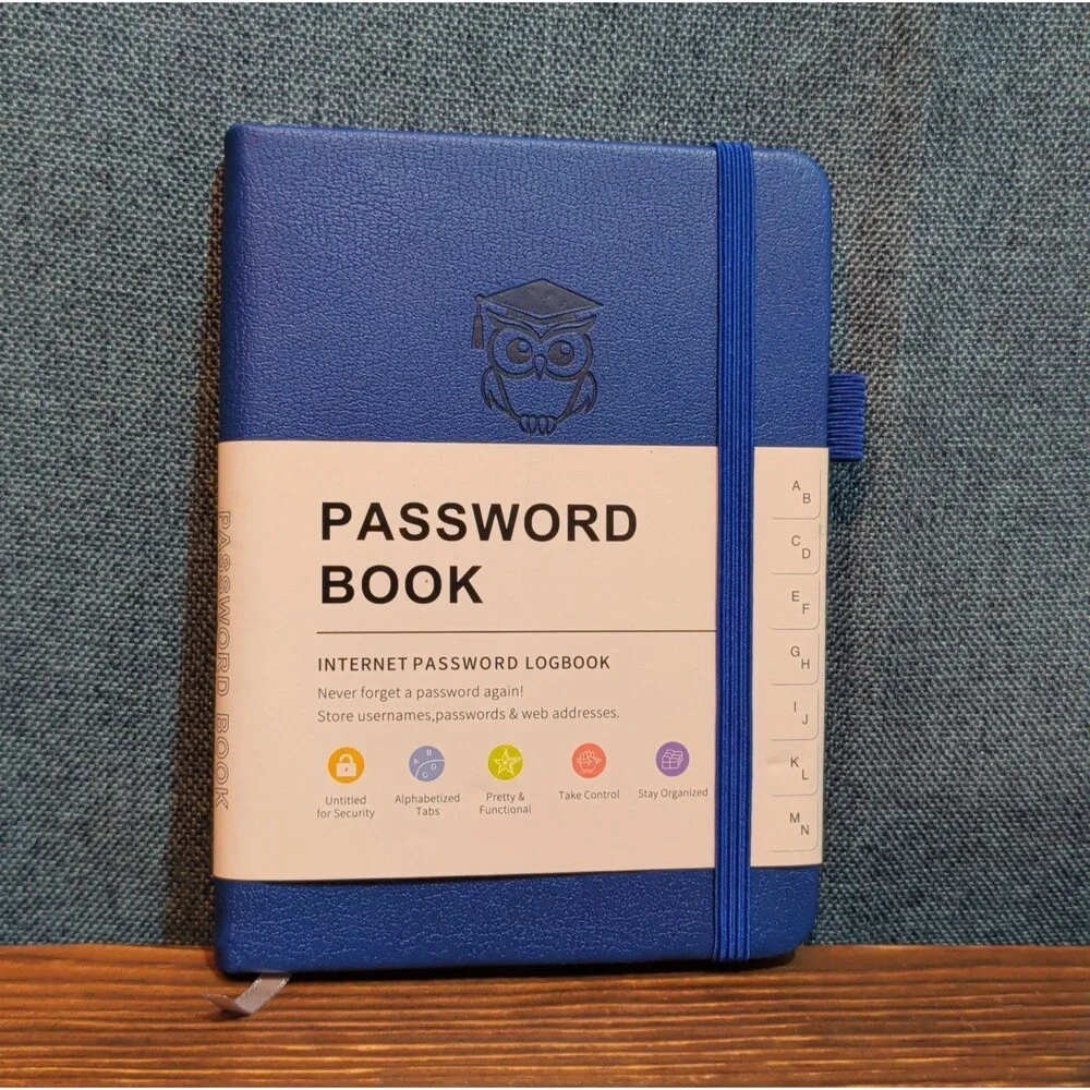 Password Book Internet Logbook Organizer Alphabetical Tabs Blue 4x5